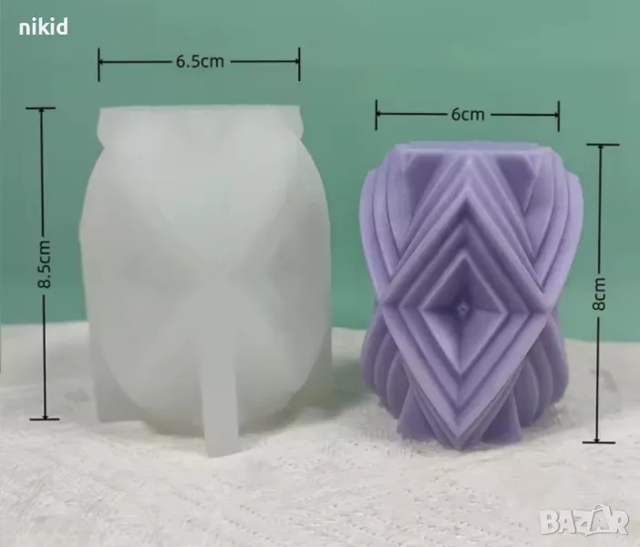 3D Цилиндрична Геометрична ромбове силиконов молд форма за свещ гипс шоколад смола декор украса , снимка 1