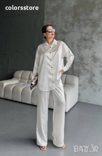 ДАМСКИ САТЕНЕН СЕТ WHITE, снимка 1