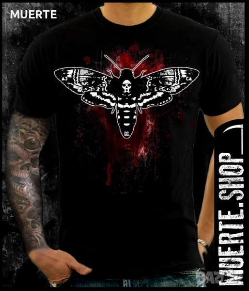 Черна тениска с щампа SILENCE BUTTERFLY, снимка 1