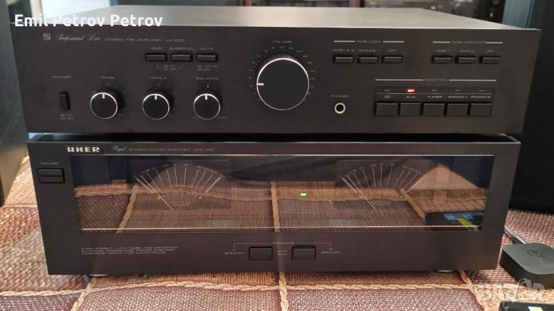 Промо ⭐ ⭐ ⭐ Uher uma-400 2x200W 8om  ( крайно стъпало ) Hantor LA-1000 ( предусилвател), снимка 1