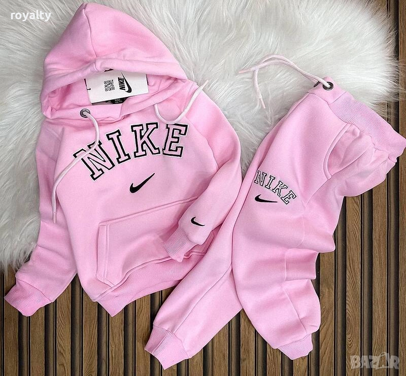 Детски Ватиран комплект NIKE в розово, снимка 1