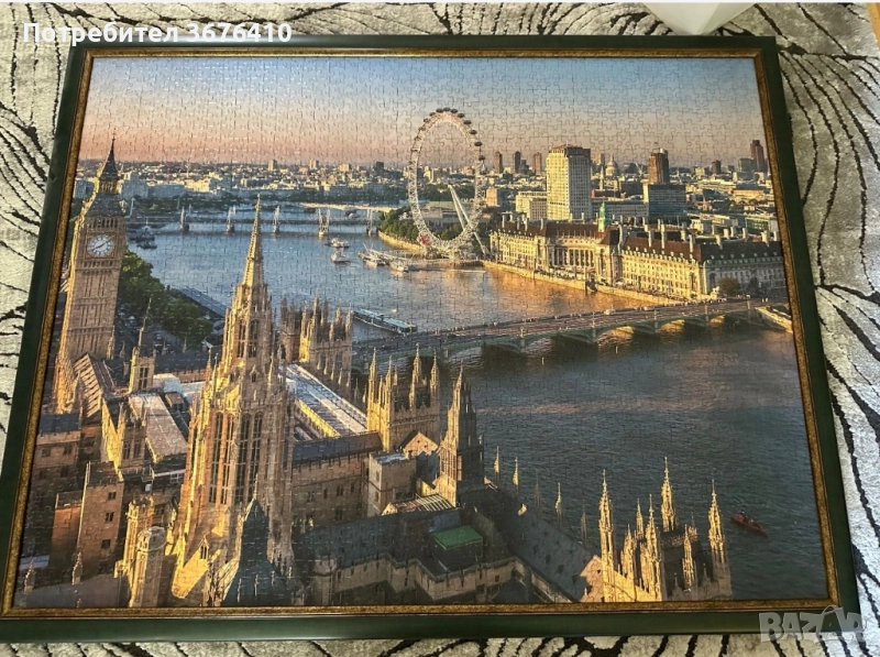 Картина на Лондон направена от пъзел - рамкирана и лакирана, снимка 1