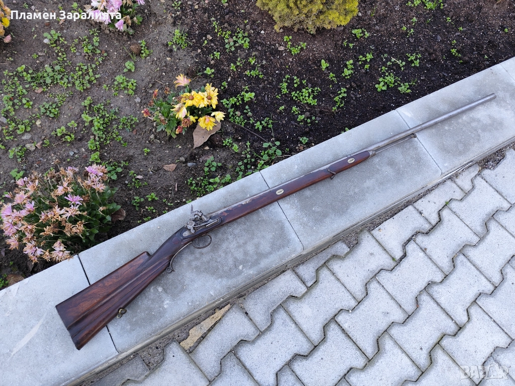 Автентична капсулна пушка с микелет и дамаскова цев, снимка 1