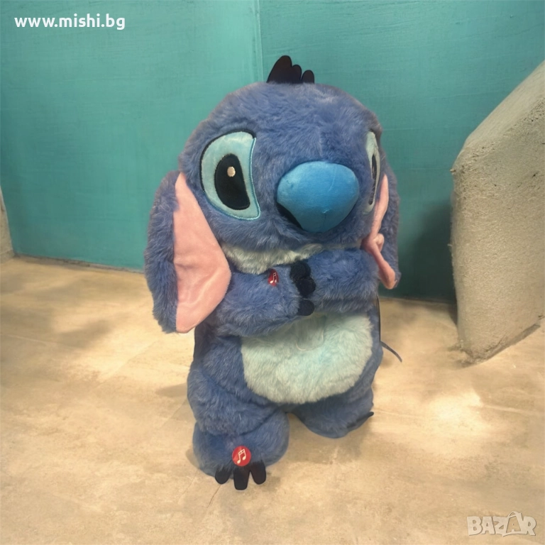 Лило и Стич 3 в 1 плюшена кукла, която диша  с музика и движи ушите 40 см 1440-51088-1 Син, снимка 1