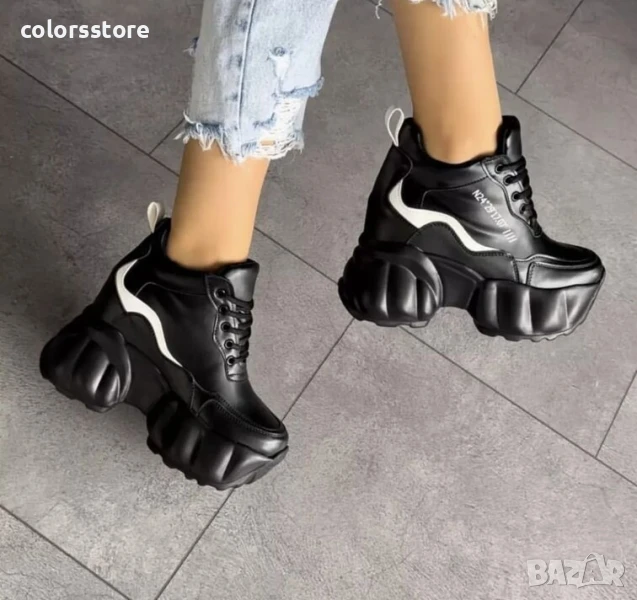 Кецове на платформа - черно с бяло - PA200

, снимка 1