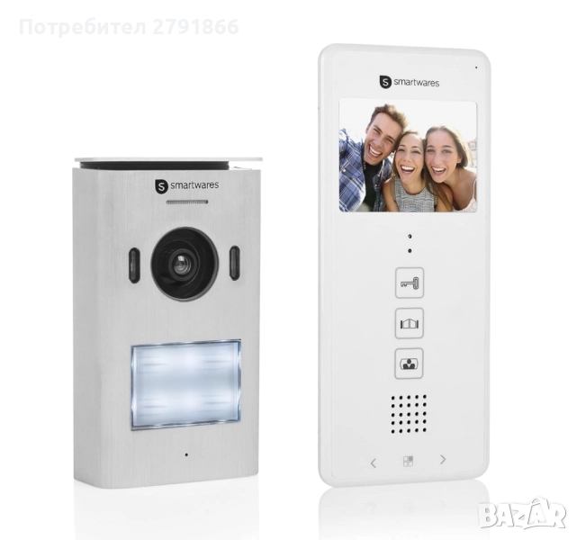 Видеодомофон Smartwares DIC-22112 с LCD монитор кабелен 2-проводен, снимка 1