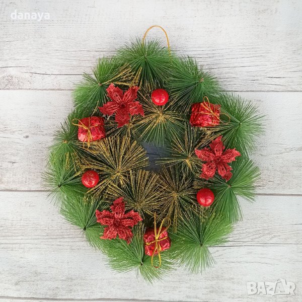 3191 Коледен венец “Подарък”, 25 см, снимка 1