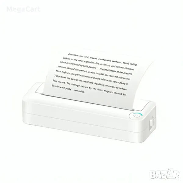 Преносим мини термичен принтер KDC-0019E, А4, Bluetooth, Бял, снимка 1