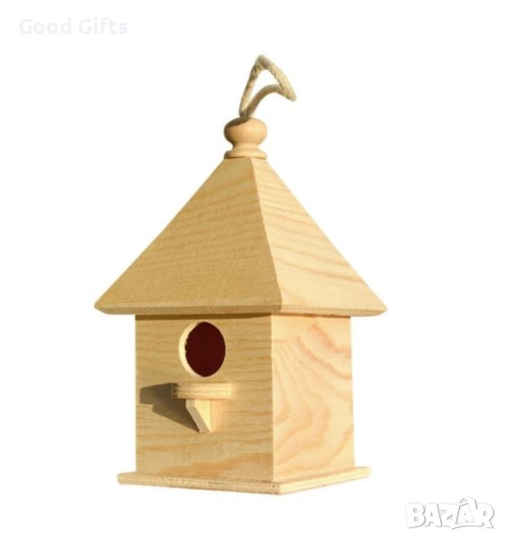 Дървена къщичка за птички, H 20 х 11 x 11 cm, снимка 1