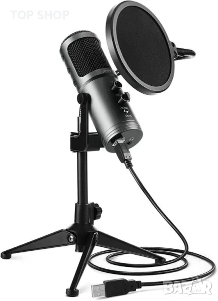 USB кондензаторен микрофон със статив и поп филтър111 от Mugig K58 >70dB, 5V,, снимка 1