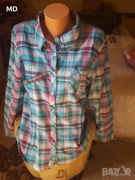 Дамска риза памучна каре, снимка 1