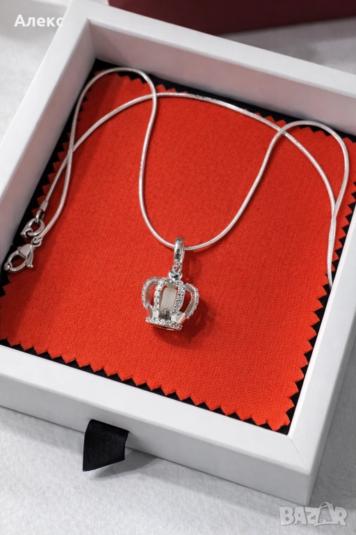 Сребърно колие със сребърна светеща Корона, снимка 1