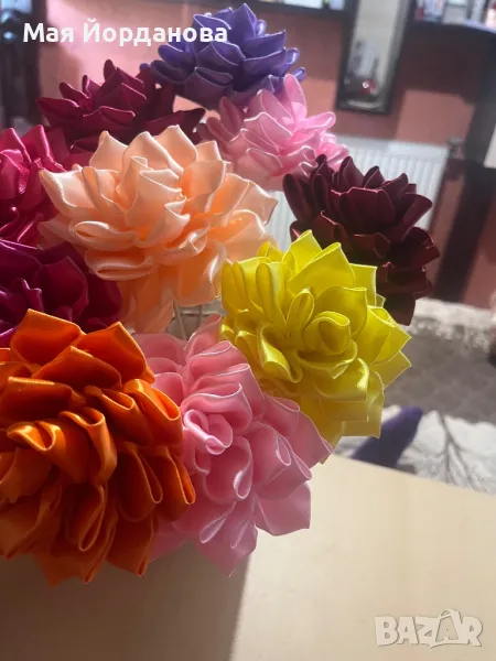 Далия и Рози от сатен, снимка 1