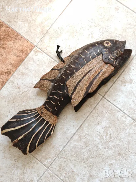 Голяма Старинна Фигура Риба Обреден Шаран за Никулден, снимка 1