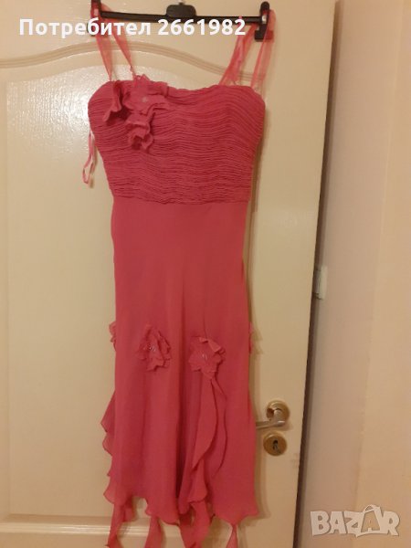 Маркова италианска копринена рокля - циклама, снимка 1