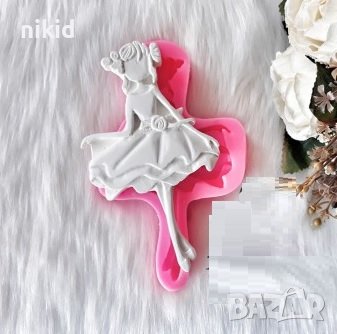 Кокетно момиче жена в рокля голям силиконов молд форма фондан гипс декор , снимка 1