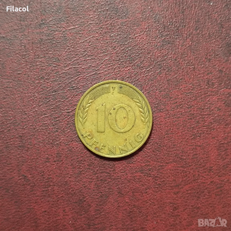 Германия 10 пфенига 1950 година МД 'F' - Щутгарт, снимка 1