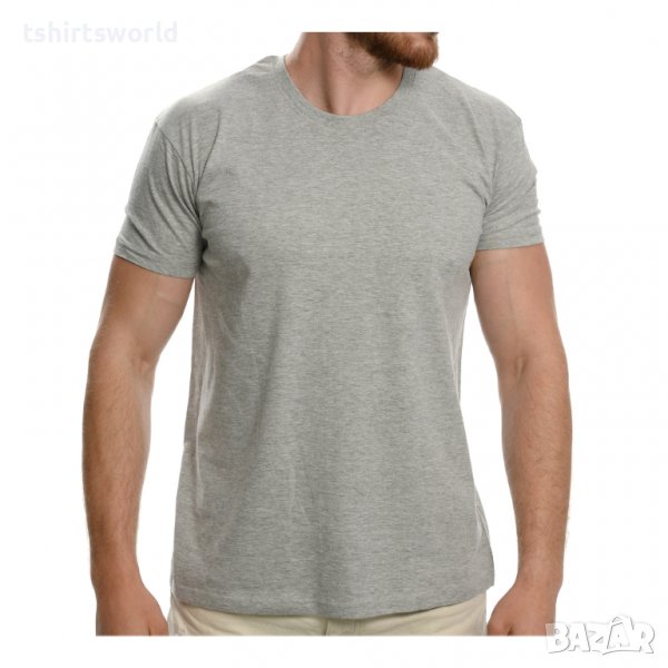 Нова мъжка изчистена тениска в сив цвят, снимка 1