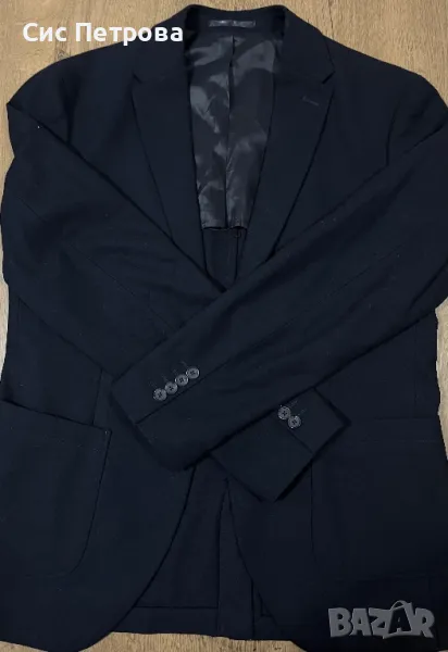 Мъжко вълнено синьо сако, снимка 1
