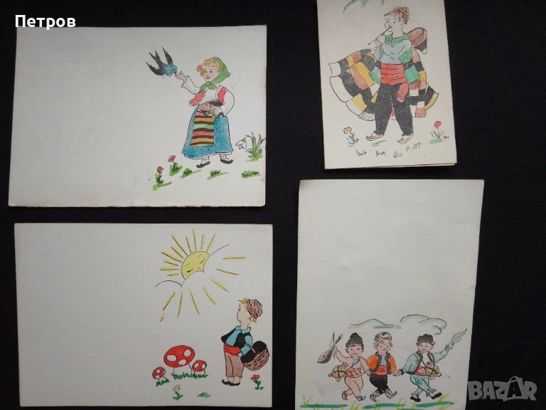 картички ръчно рисувани 17/12 см, снимка 1