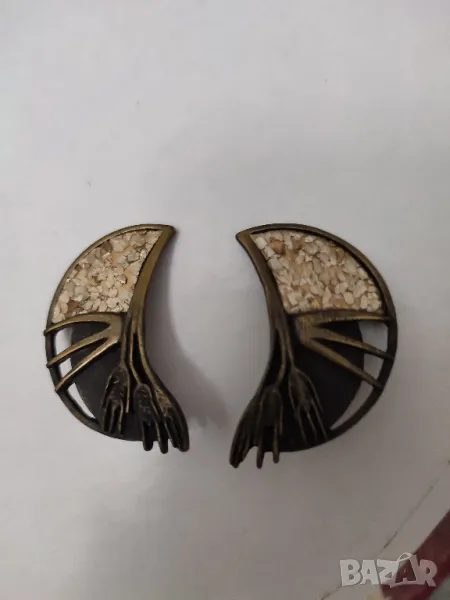 лот от 3 вносни бижута: 1 чифт обици  и 2 брошки, снимка 1