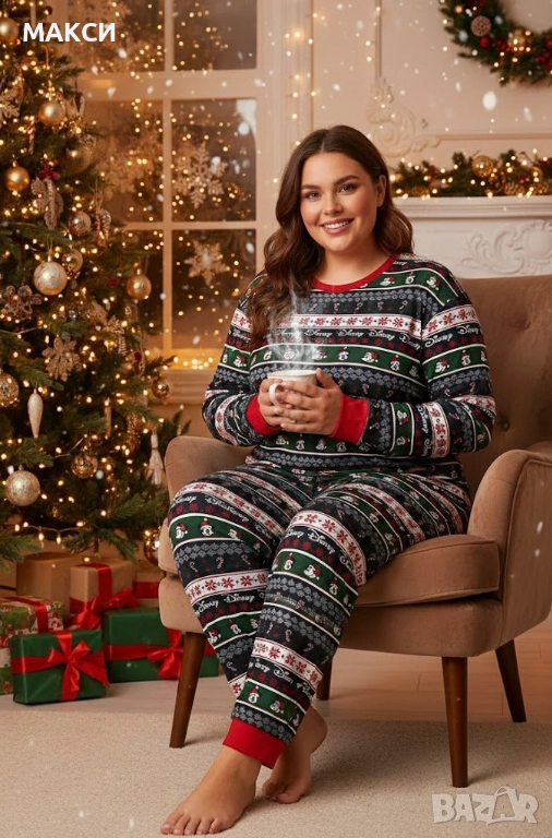 Памучен марков Коледен комплект на Дисни с Мики Маус-меки, комфортни и еластични блуза+ клин 100 % п, снимка 1