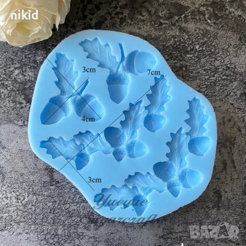 Жълъд жълъди с листа голям силиконов молд форма фондан декор, снимка 2 - Форми - 39078898