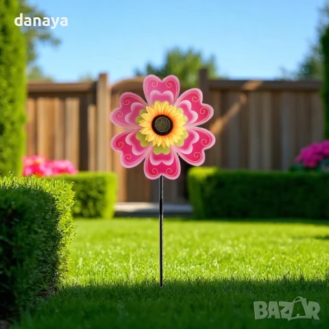 5950 Декоративна вятърна въртележка Цвете, 70 см, снимка 2 - Градински мебели, декорация  - 50681146