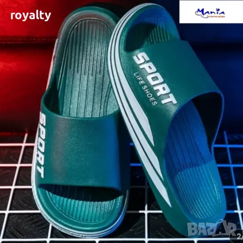 Изляти чехли в петролено зелено , снимка 2 - Чехли - 49945766