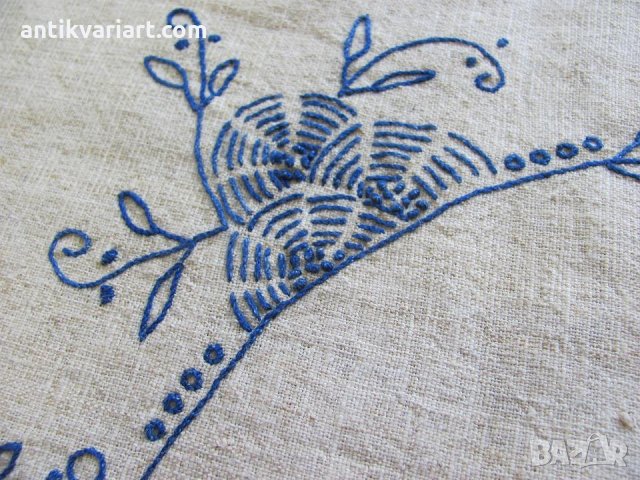 30-те Ръчна Бродерия върху тъкан Ленен Плат, снимка 8 - Антикварни и старинни предмети - 27116284