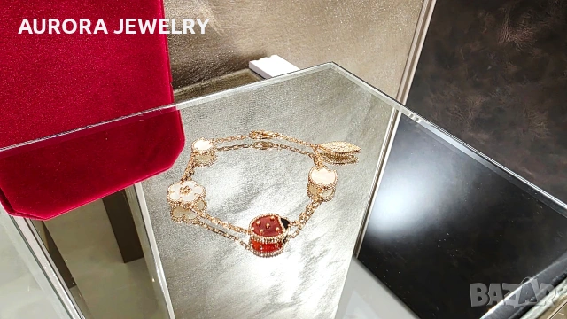 Van Cleef & Arpels VCA Rose Gold 5 Motifs Lucky Spring Дамска Гривна, снимка 5 - Гривни - 53353522