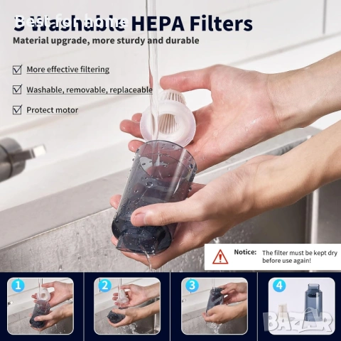 Ръчна безжична прахосмукачка за кола: 16000Pa мощни мини ръчни прахосмукачки , снимка 3 - Прахосмукачки - 53572750