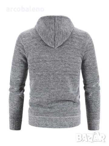 Ежедневно мъжко плетено яке с качулка и цип, 5цвята, снимка 15 - Якета - 43563868