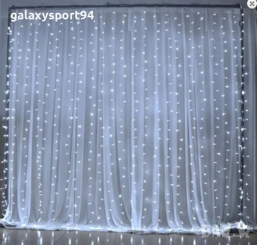  Топло Бели Светещи завеси тип Водопад с Коледни лампички 800лампи 3 х 3м, снимка 2 - Лампиони - 43189916