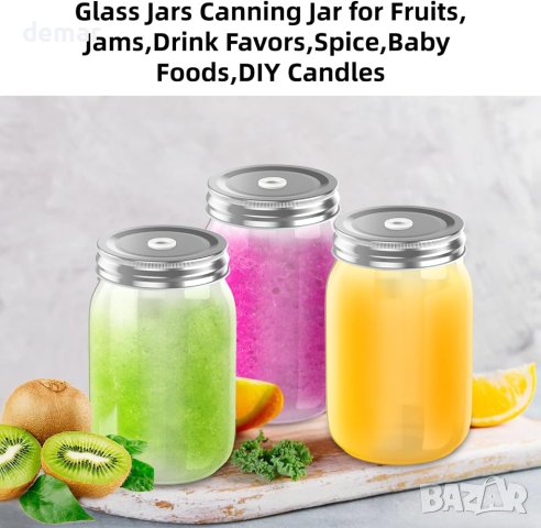 Hiyorsoa Комплект стъклени буркани с херметически капаци 500 мл 6 броя, снимка 6 - Аксесоари за кухня - 43946942