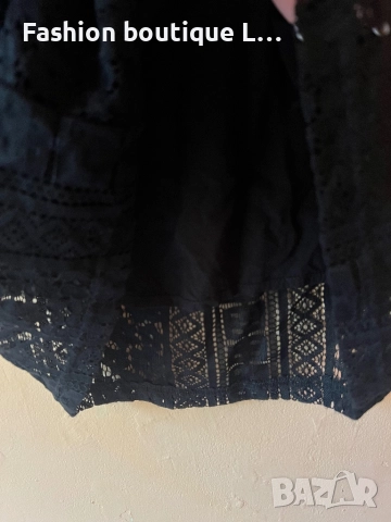 Черна дантелена рокля с подплата и ластик в талията с дълъг ръкав М размер на марката Bon’a’parte 🖤, снимка 5 - Рокли - 52177861