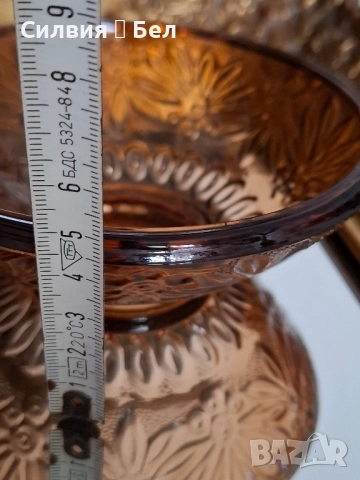 Винтидж комплект от 6 купички- пресовано стъкло , снимка 11 - Чинии - 52018849