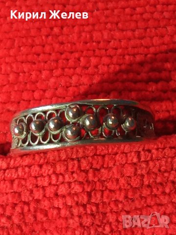 СТАРИНЕН ФИЛИГРАНЕН СРЕБЪРЕН ПРЪСТЕН МАЙСТОРСКА РЪЧНА ИЗРАБОТКА 40225, снимка 2 - Антикварни и старинни предмети - 42866076