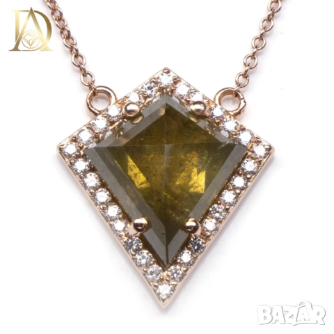 Ново Златно Колие с 3.70кт Естествен Диамант и 0.25кт Естествени Диаманти