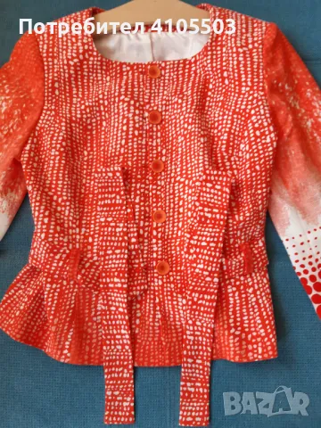 Червено сако на бели точки, снимка 2 - Сака - 48742820