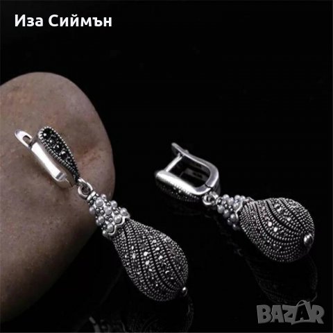 Винтидж комплект обици и колие с перли и кристали медицинска стомана 316L, снимка 2 - Обеци - 34818941