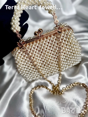 Дамска чанта и перли и метална рамка , снимка 12 - Чанти - 52502151