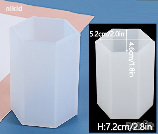 Шестоъгълник висок цилиндър силиконов молд форма калъп за свещи восък гипс сапун смола свещ, снимка 5 - Форми - 32226138