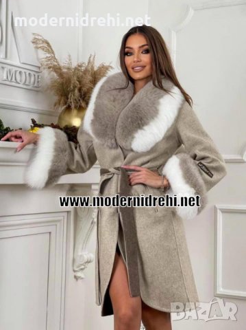 Дамско луксозно палто кашмир вълна и лисица код 143, снимка 1 - Палта, манта - 35495528