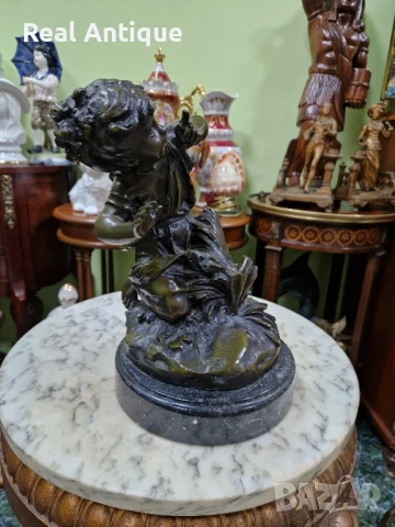 Уникална антикварна авторска френска бронзова фигура статуетка скулптура , снимка 4 - Антикварни и старинни предмети - 50644942