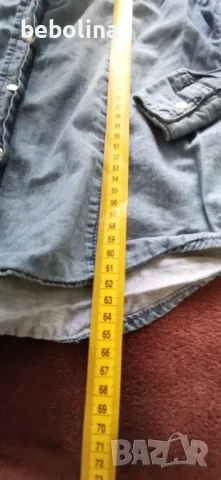 Дамска дънкова риза с камъни, снимка 4 - Ризи - 49769864