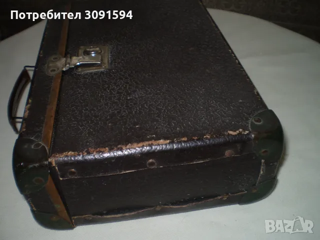 Стар малък картонен куфар за пътуване  ученическа чанта картон метал, снимка 6 - Антикварни и старинни предмети - 49289523