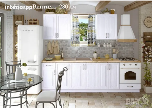Кухня Винтидж Сноу 280см от модулни шкафове/ без плот/Безплатен Проект, снимка 7 - Кухни - 49111078
