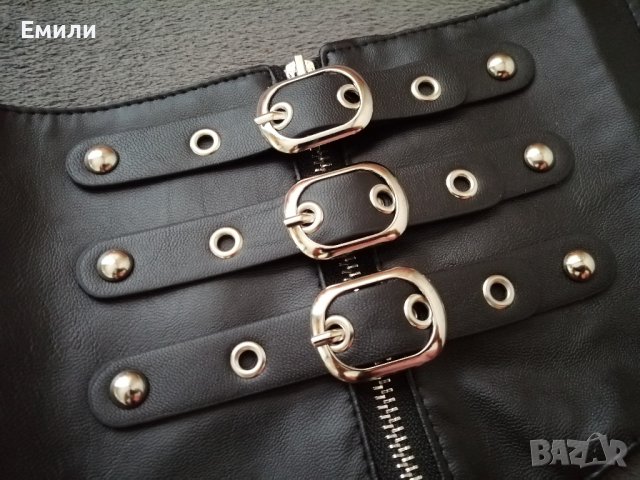 Широк кожен колан за талия - корсет с цип, катарами и ластик р-р S, M, снимка 15 - Корсети, бюстиета, топове - 43518487