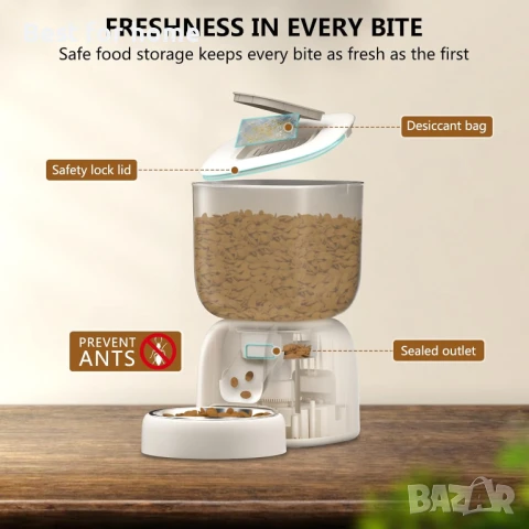  Комплект от автоматична хранилка за котки и  чешма  PUPPY KITTY с гласови команди , снимка 5 - За котки - 50562142